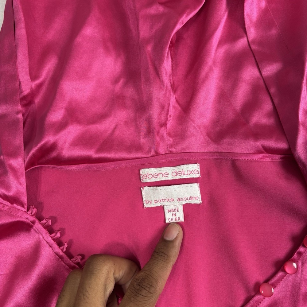 Ebene By Patrick Assuline Pink Short Sleeve Crop Hoodie Silk Women's Size‎ 3 - Picture 3 of 8